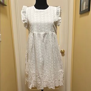 Pink Lily White Ruffled Tiered Sundress